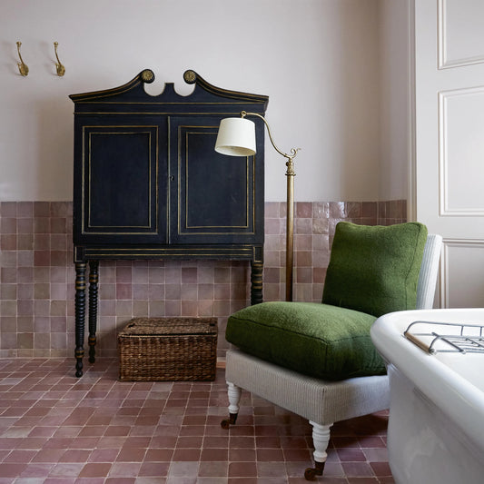 Black anchors a pink bathroom in a London house by Nicola Harding Paul Massey